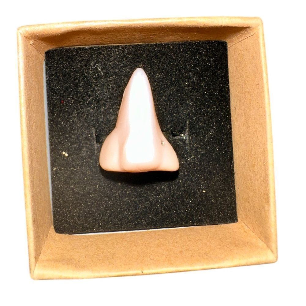Unique Nose-Shaped Ring with Piercing. Brand new in box!